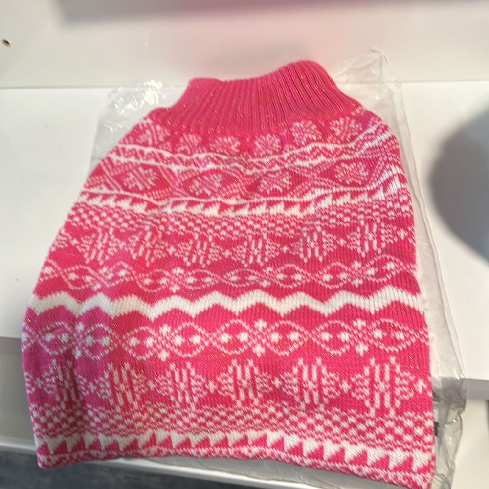 Blueberry Pet Tinsel Knit Fair Isle Sweater